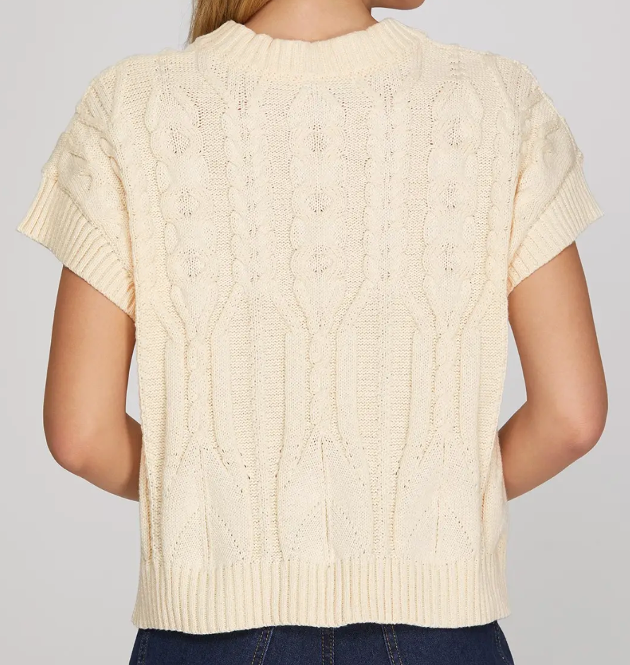 Cable Knit Short Sleeve Sweater