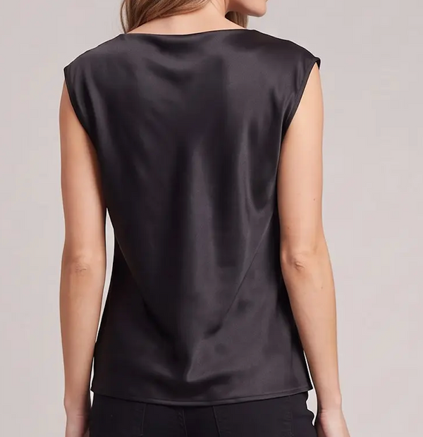 Sleeveless Cowl Neck Satin Top