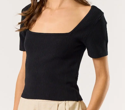 Short Sleeve Square Neck Sweater