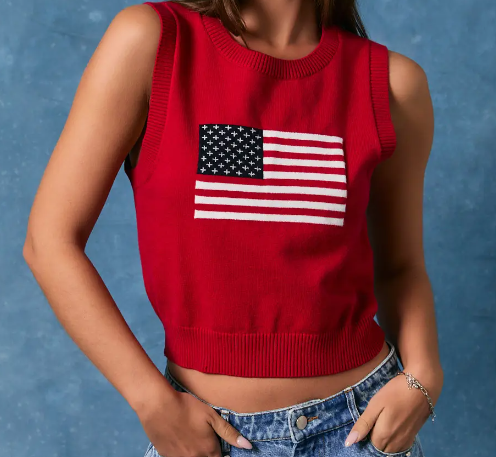 Sleeveless Flag Crop Top