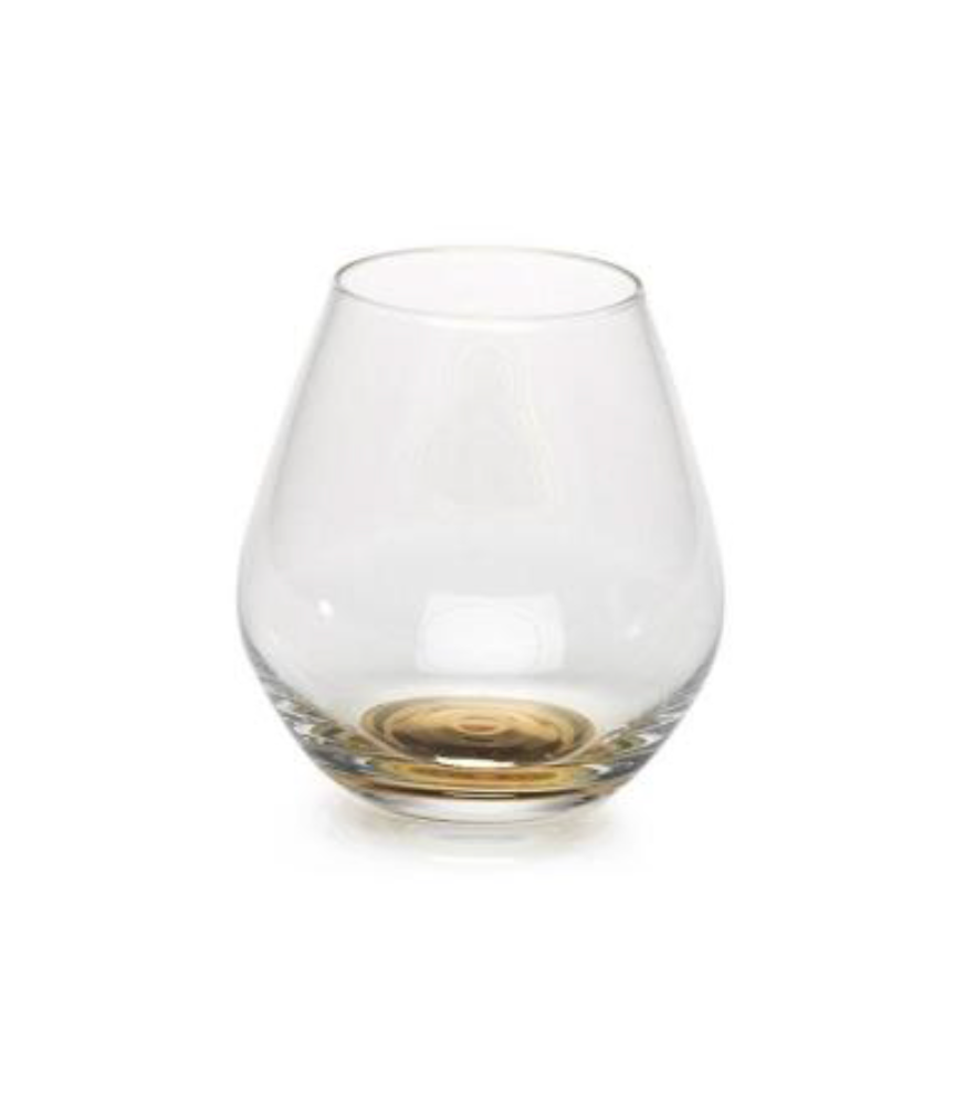 Zodax Golden Base Stemless Wine Glass