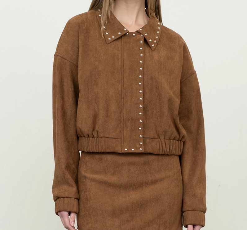 Stud Detail Suede Jacket