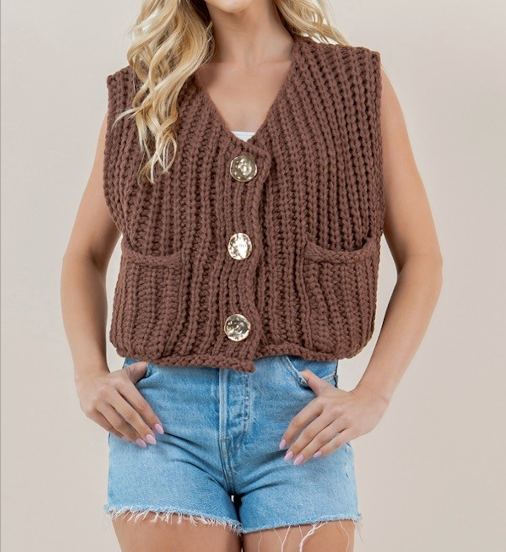 Solid Round Neck Sweater Vest