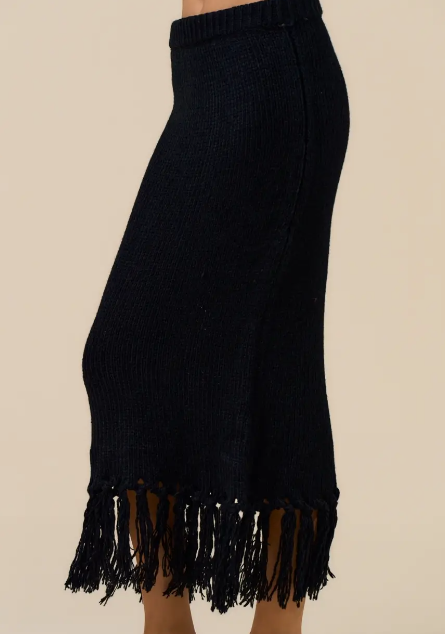 Sweater Maxi Skirt with Furry Hem