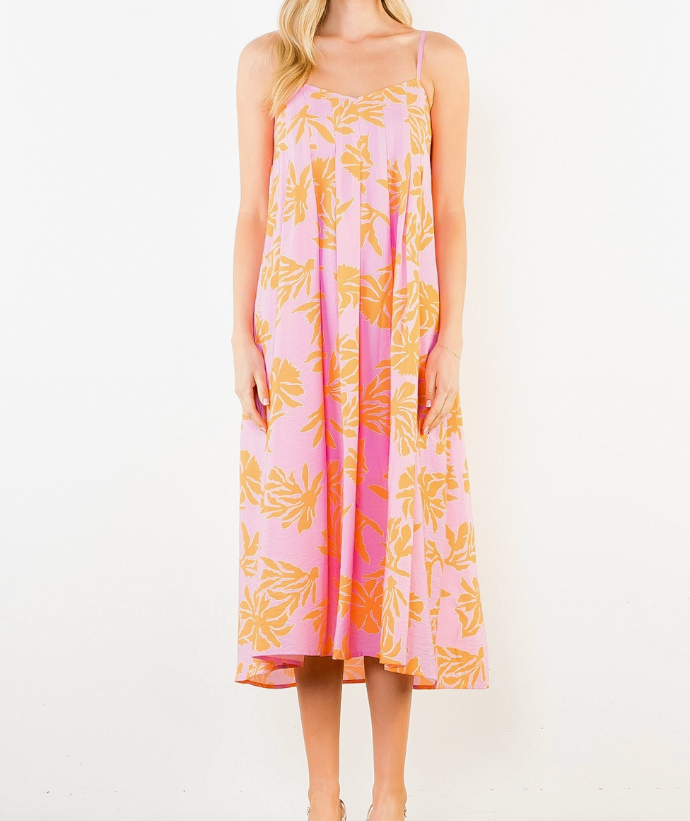 Thin Strap Floral Pattern Dress