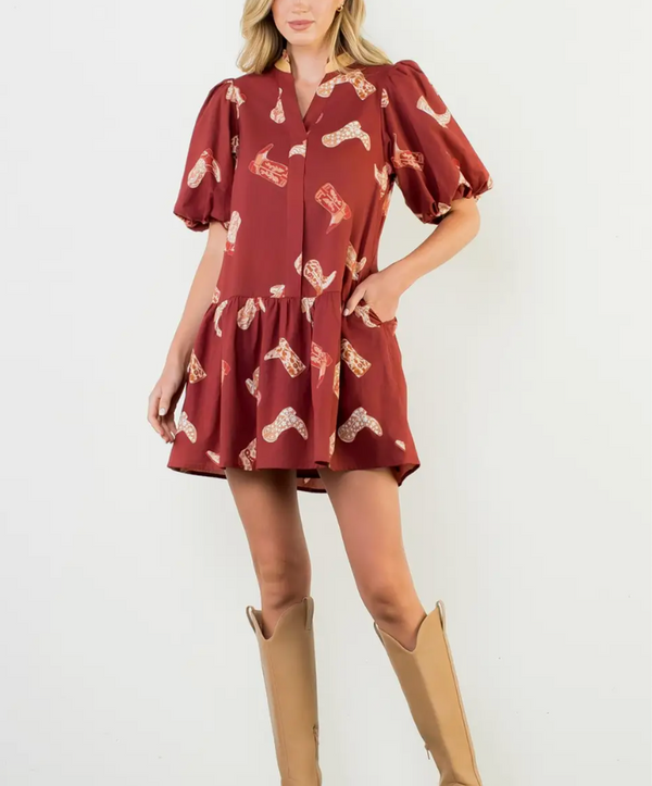 Puff Sleeve Boots Dress