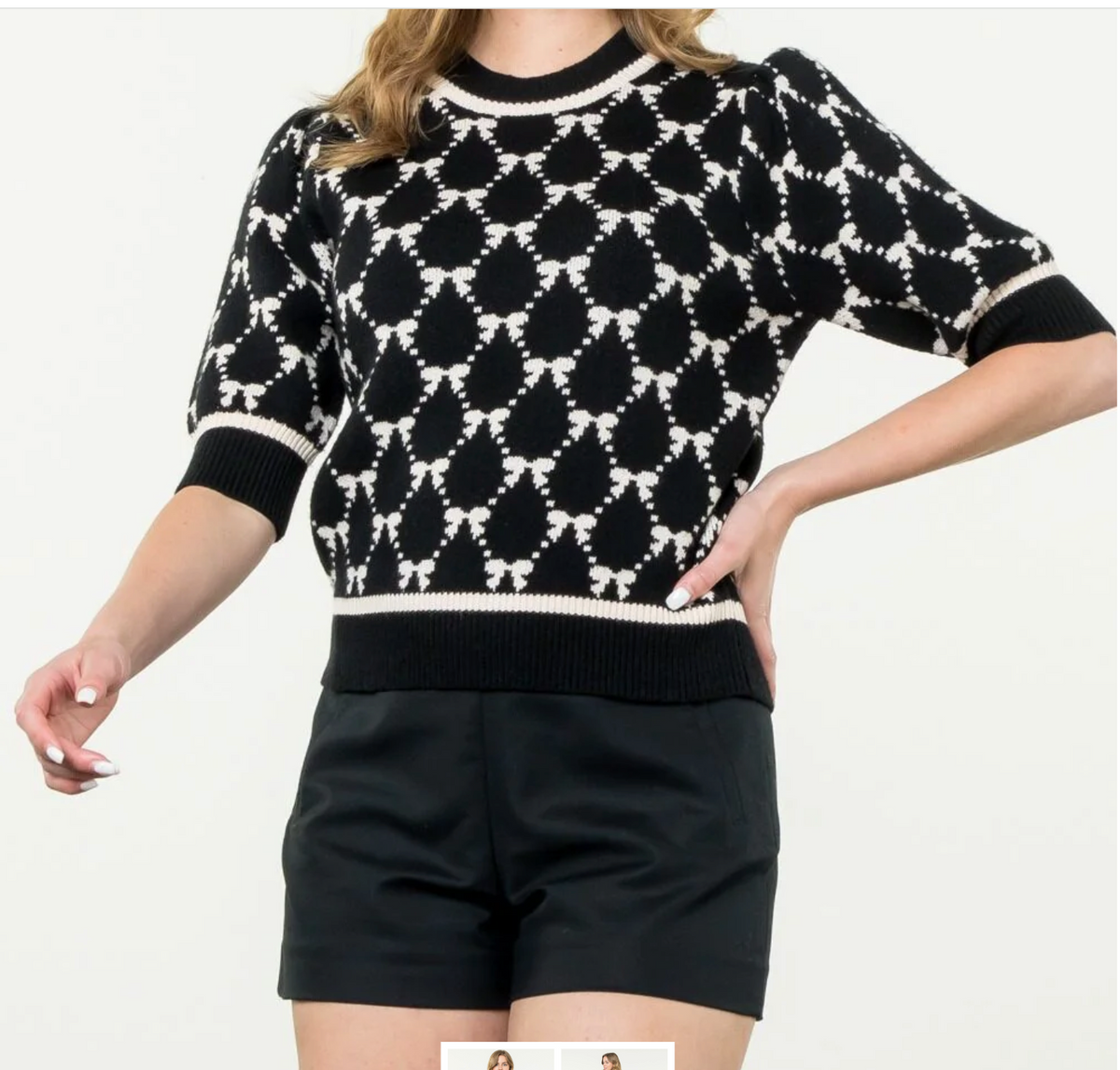 THML Short Sleeve Bow Sweater