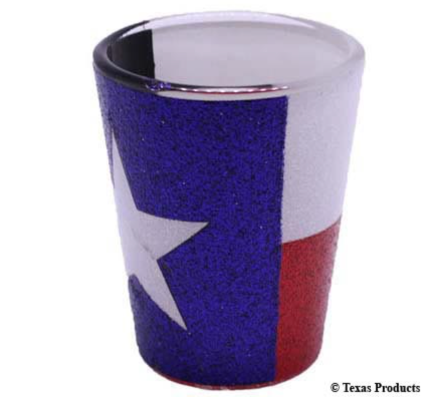 Texas Flag Glitter Shot Glass