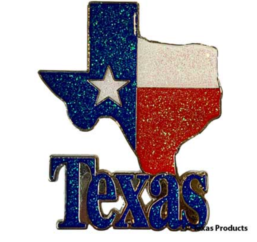 Texas Shaped Flag Glitter Magnet