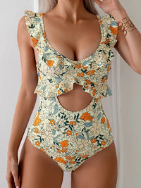 Tight Little Fresh Yellow One-Piece Swimsuit