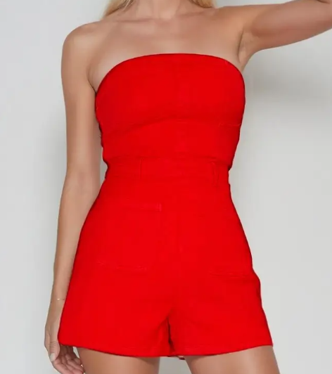 Tube Romper Red