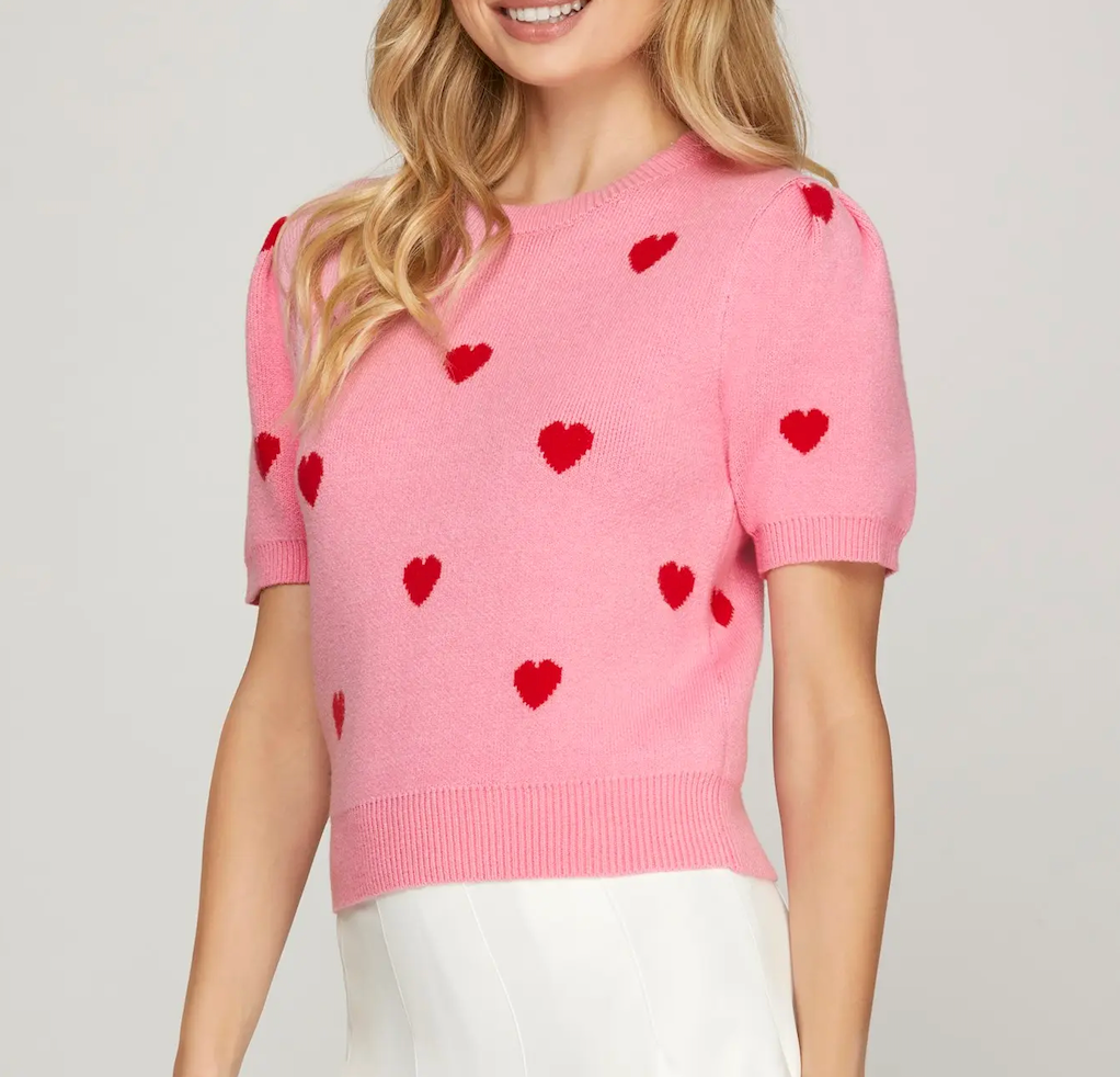Pink Valentine Short Sleeve Sweater