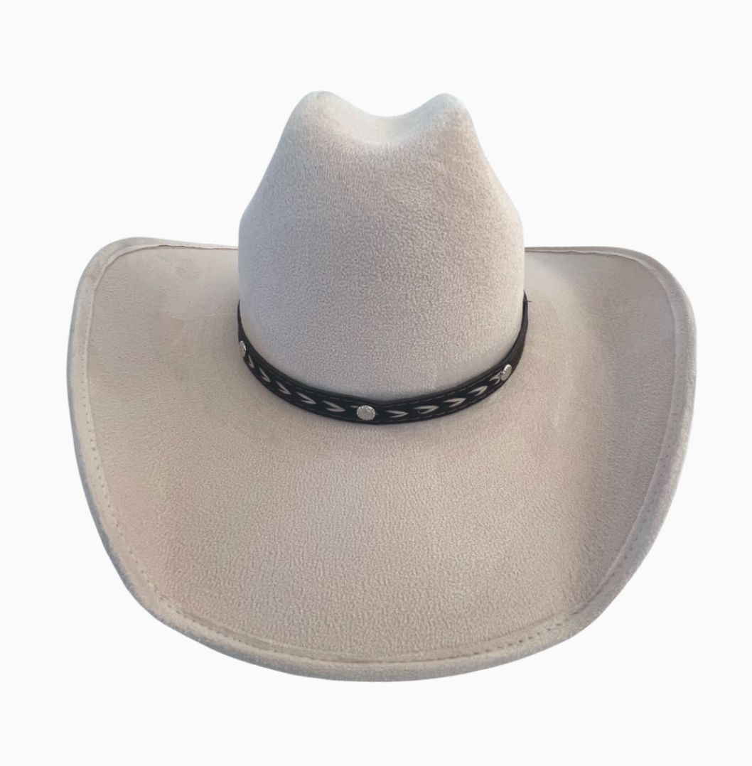 Modern Cactus Co - Vegan Suede Western Cowboy Hat - Ivory