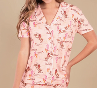 Vintage Cowgirl Pajama Top | Retro Pink Western Pj For Women