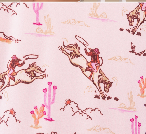 Vintage Cowgirl Pajama Top | Retro Pink Western Pj For Women