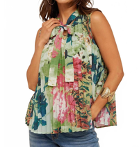 Voy Floral Print Pleated Top