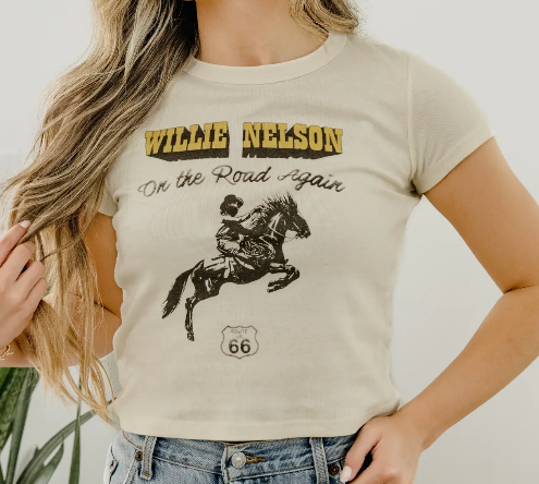 Willie Nelson Route 66 Cropped Tee