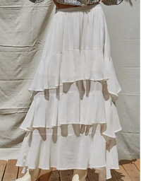 Woven Polyester Chiffon Tiered Midi Skirt