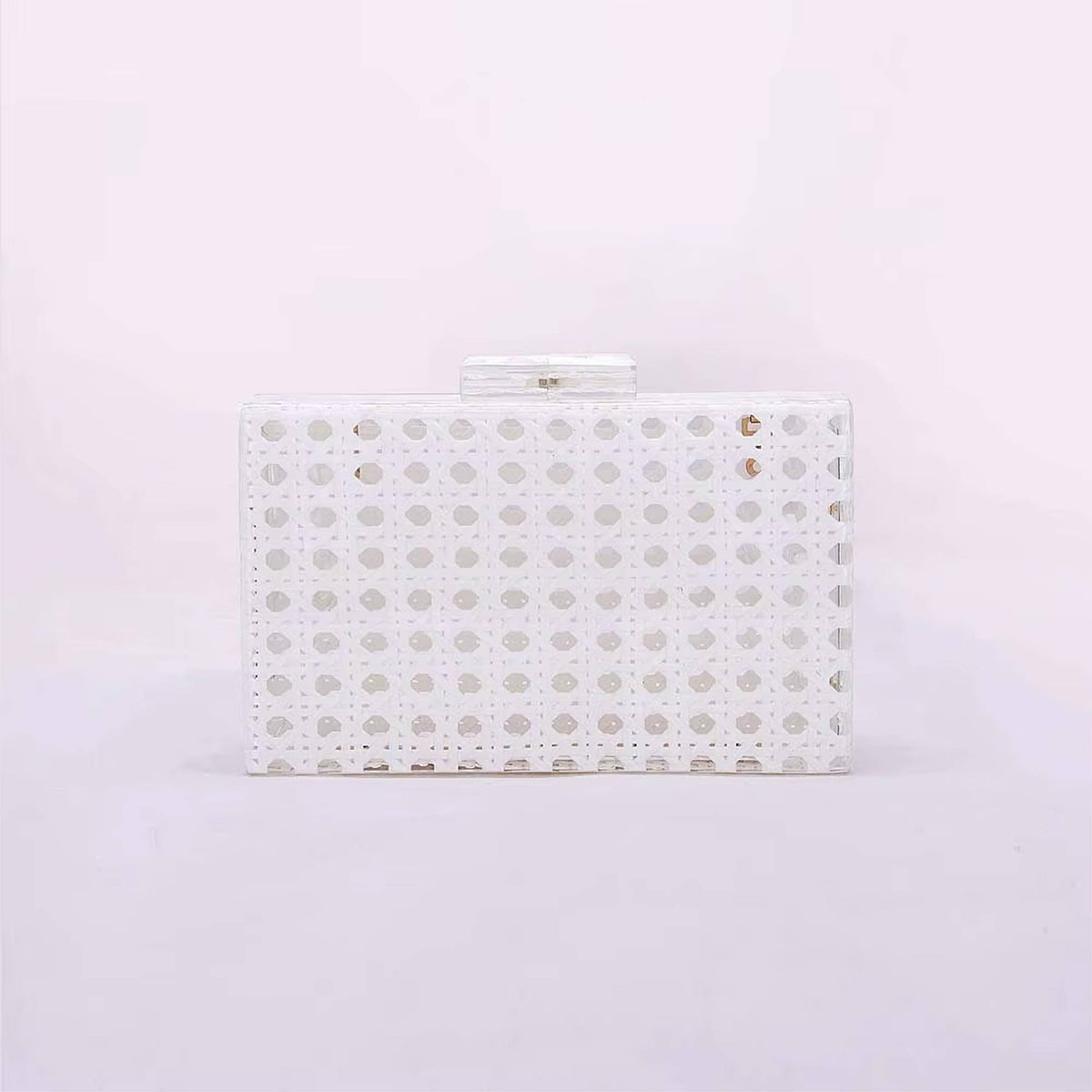 Clear Box Clutch- White Cane