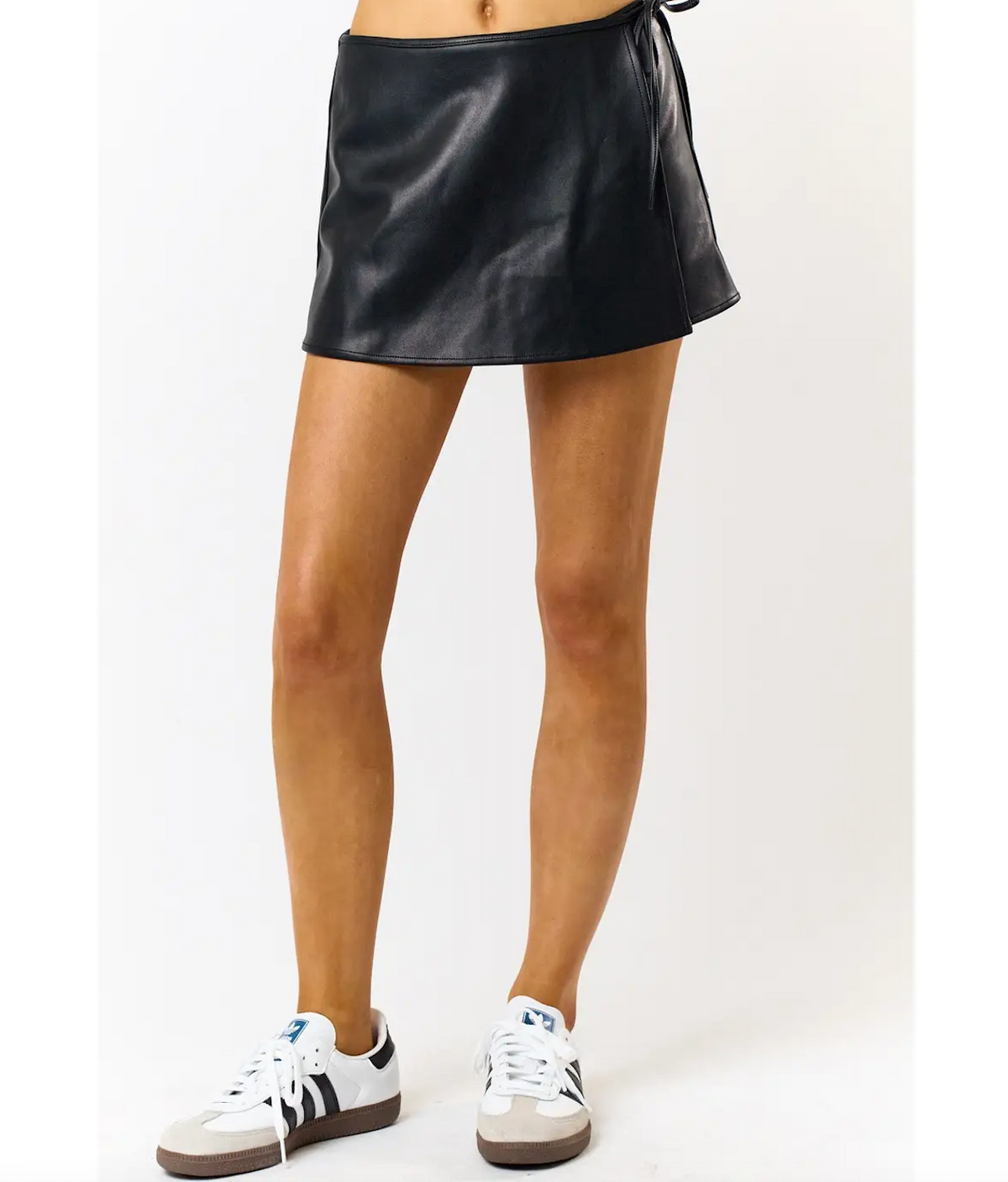 Black Vegan Leather Skort