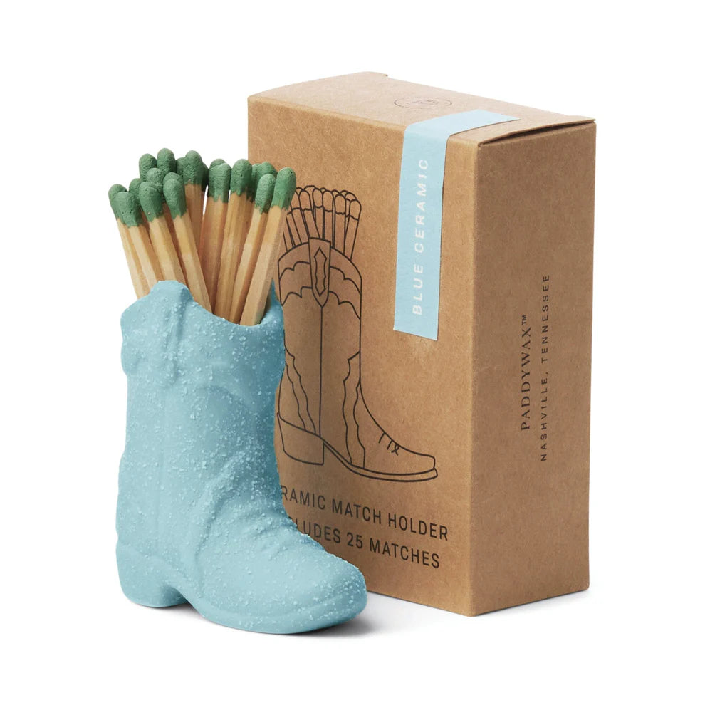 Paddywax Cowboy Boot Match Holder - Blue