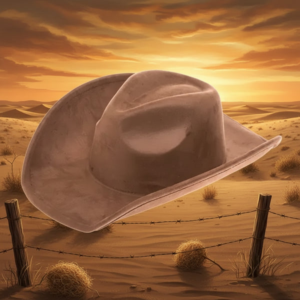 Brown cowboy hat on a western background