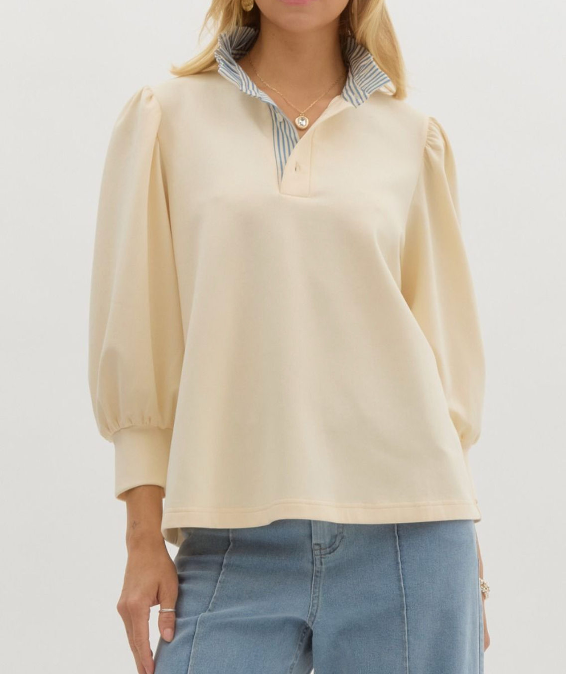 Cream 3/4 Sleeve Top