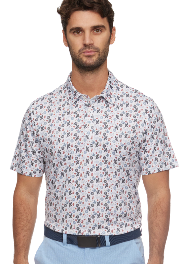 Flag and Anthem Cactus Print Performance Polo
