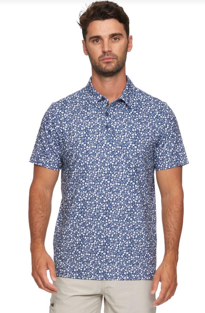 Flag and Anthem Cobbtown Floral Print Performance Polo Navy