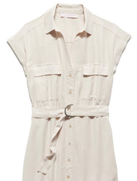 Kittenish Oatmeal Delaney Short Sleeve Shirt Dress W/ Pockets