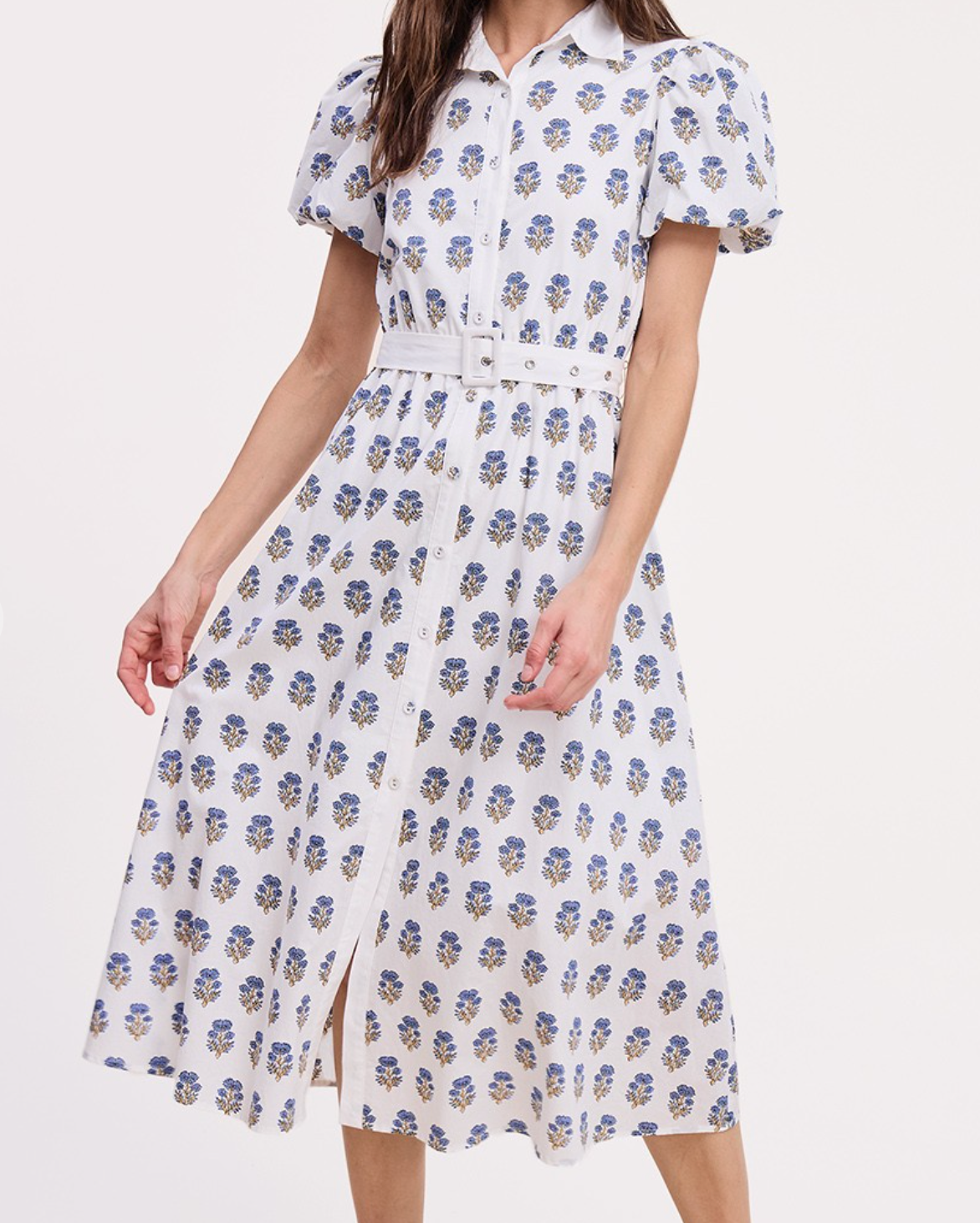 Floral Clusters Button Down Midi Dress