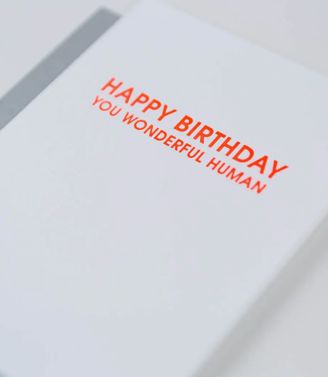 Wonderful Human Birthday - Letterpress Birthday Card