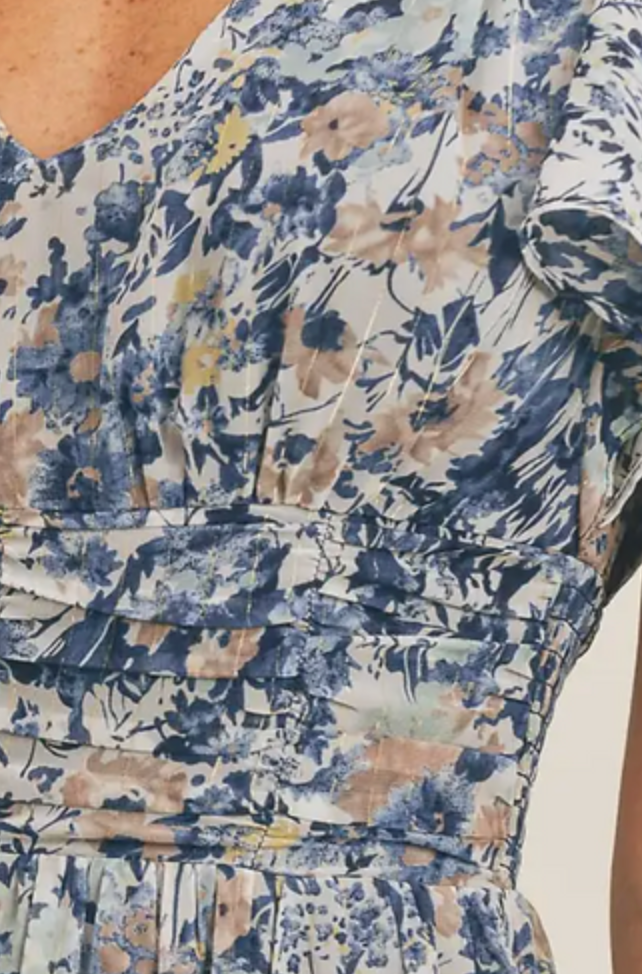 Reset By Jane Lyric Silky Blue Floral Maxi Dress Blue Combo