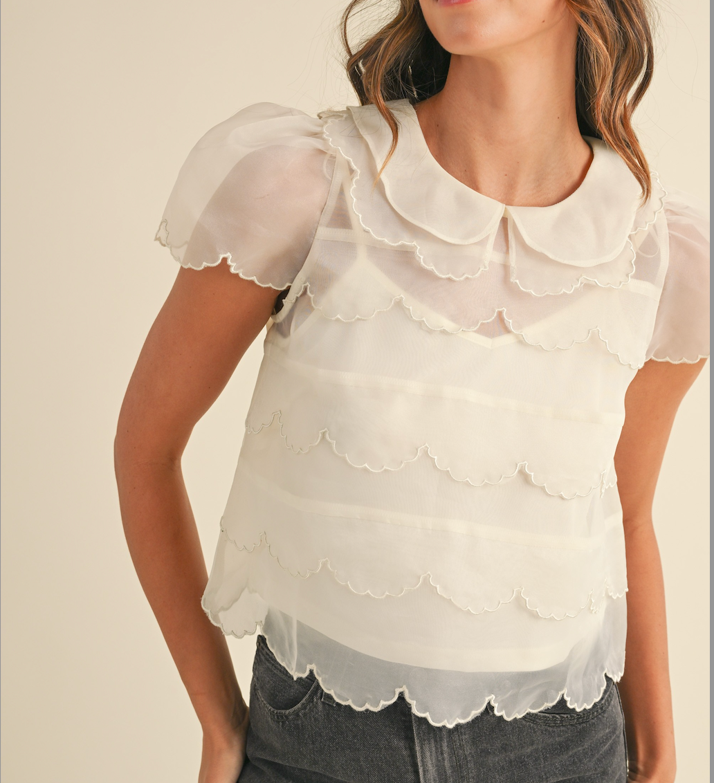 Scallop Embroidered Blouse