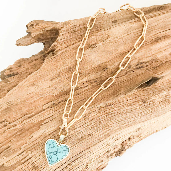 Mother Of Pearl Abalone CZ Trim Heart Necklace - 18 inch