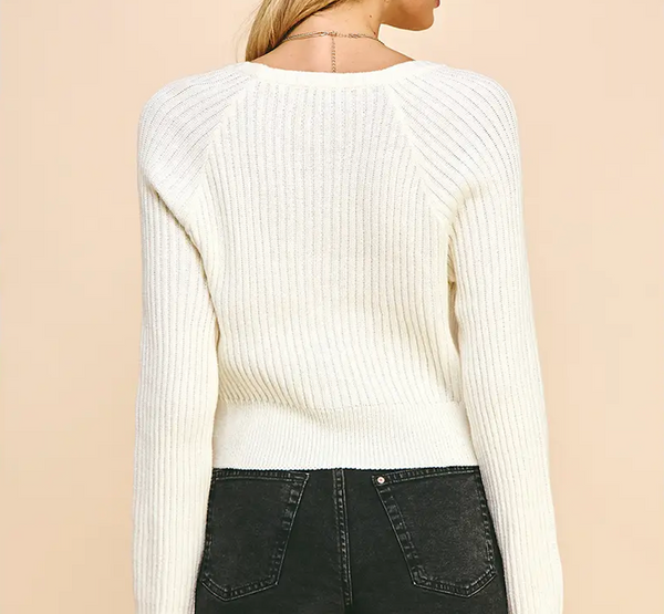 V-Neck Sweater Top - Ivory