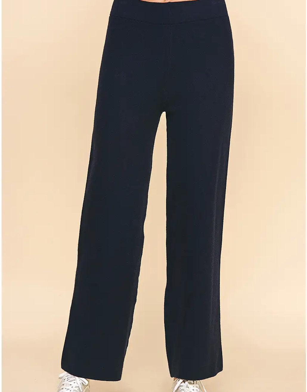 Straight Leg Sweater Pants - Navy