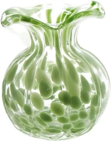 Ruffled Edge Glass Vase – White, Blue & Green