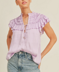 Reset By Jane Short Sleeve Ruffle Shoulder Top