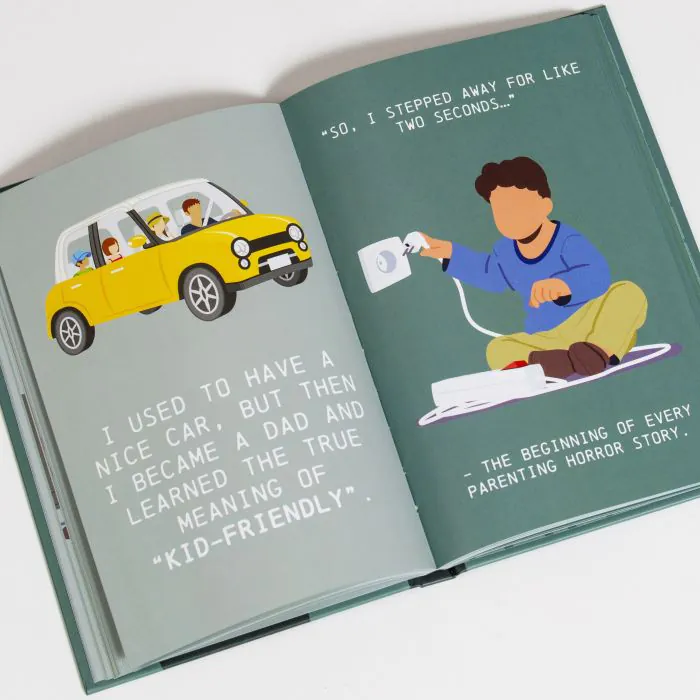 open page of the book surviving fatherhood one drink at a time