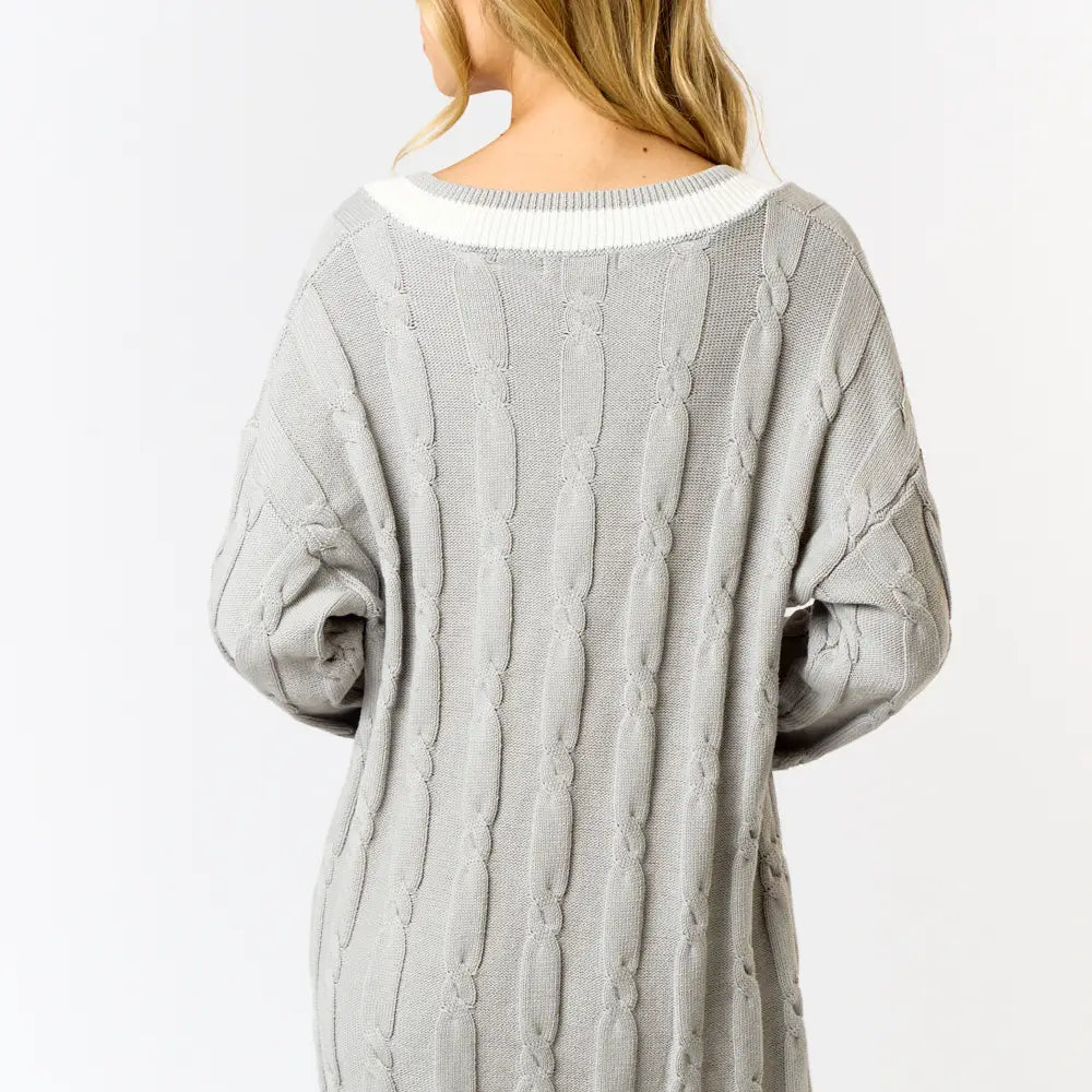 Long Sleeve Cable Sweater Dress