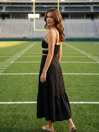 Sweetheart Neckline Midi Dress with Lace Trim Detail