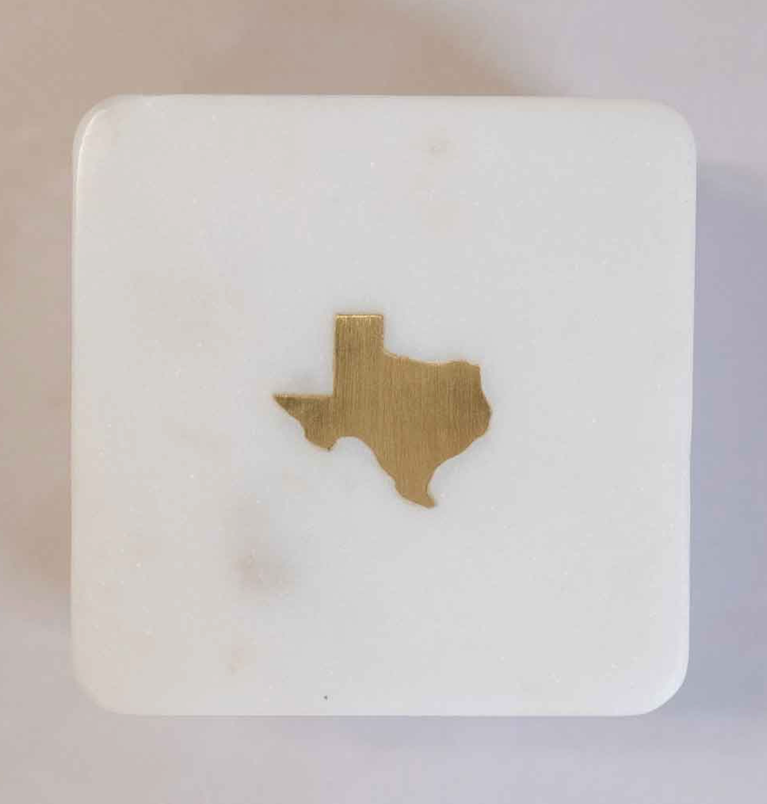 Texas Marble Coasters White/Brass