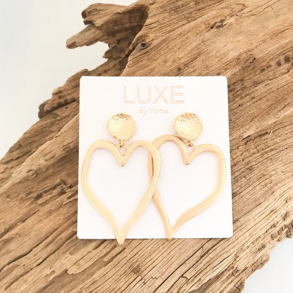 The Agape Luxe Earrings hammered gold style